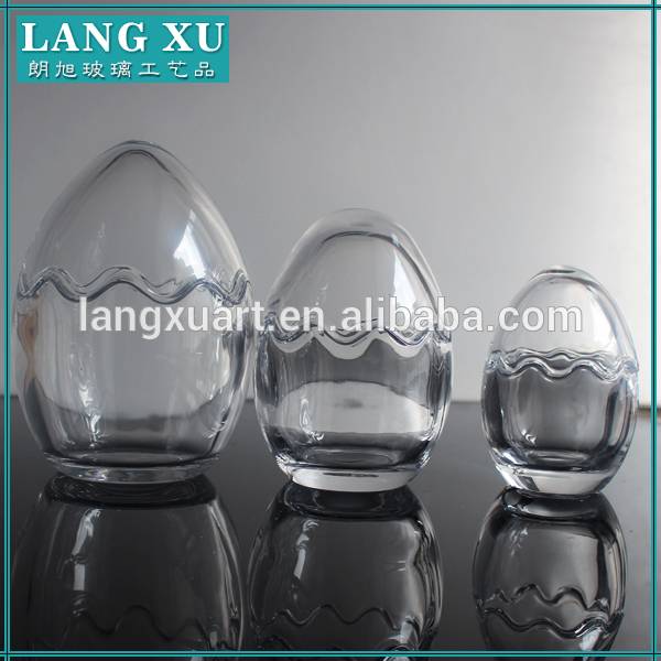 Crystal Design hot sell colors egg shape glass jar for candy