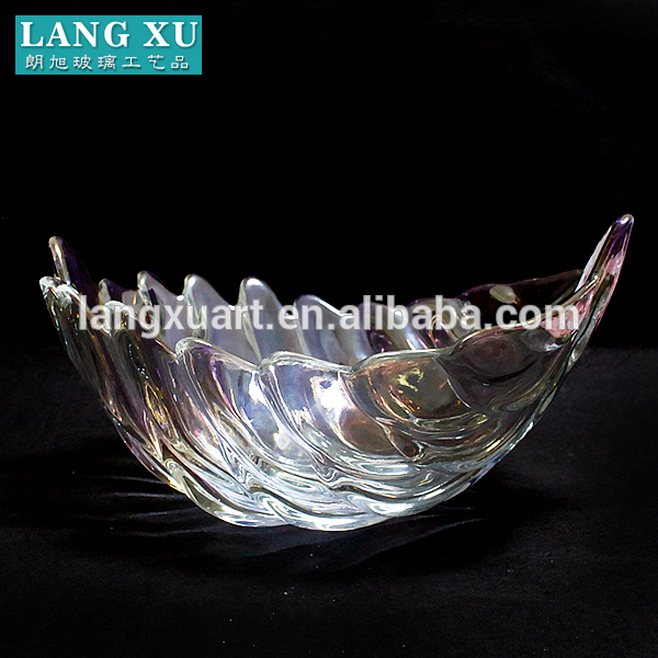 LXHY0975 leaf shape large glass bowls with color box