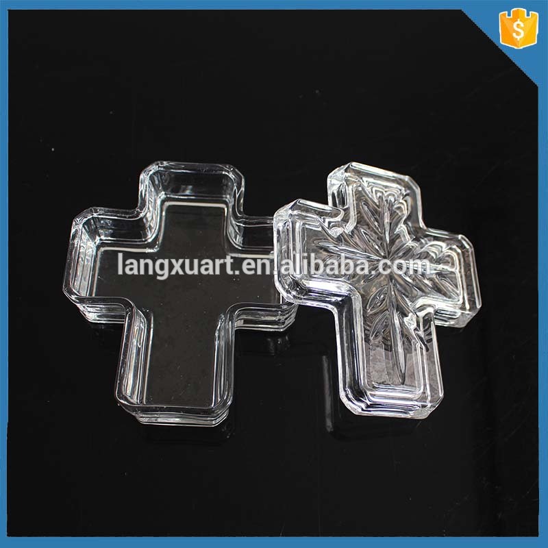 Gift transparent cross trinket clear glass box wholesale