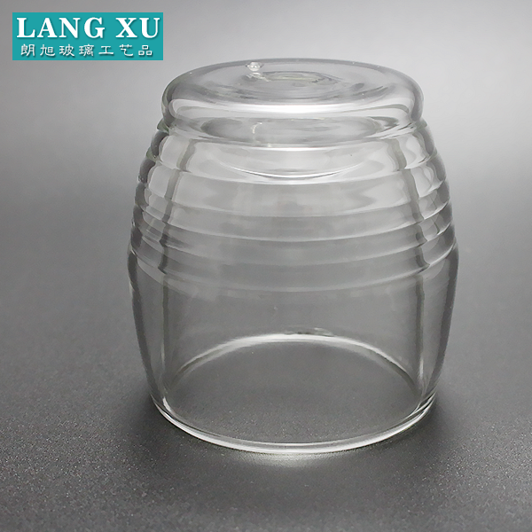 wholesale large round lateral-cut double wall design clear glass coffee travel mug
