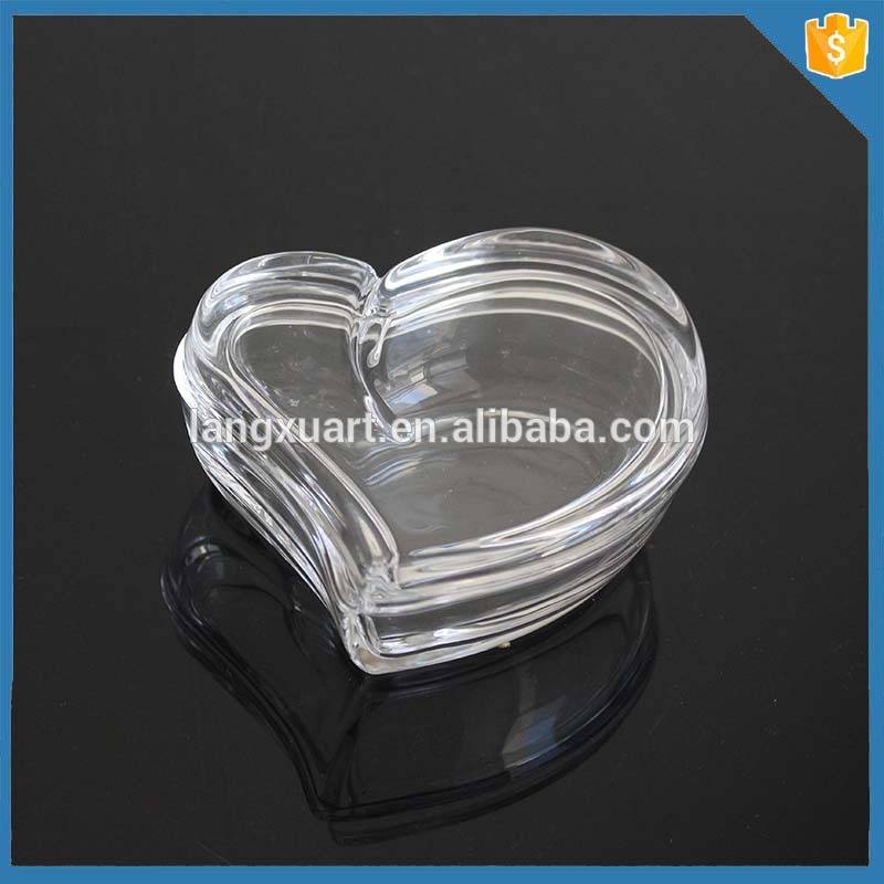 Handmade small clear heart shaped glass jar for candy