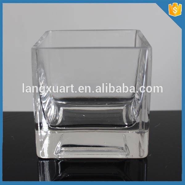 Hand made clear square wholesale glass bulk candle jars