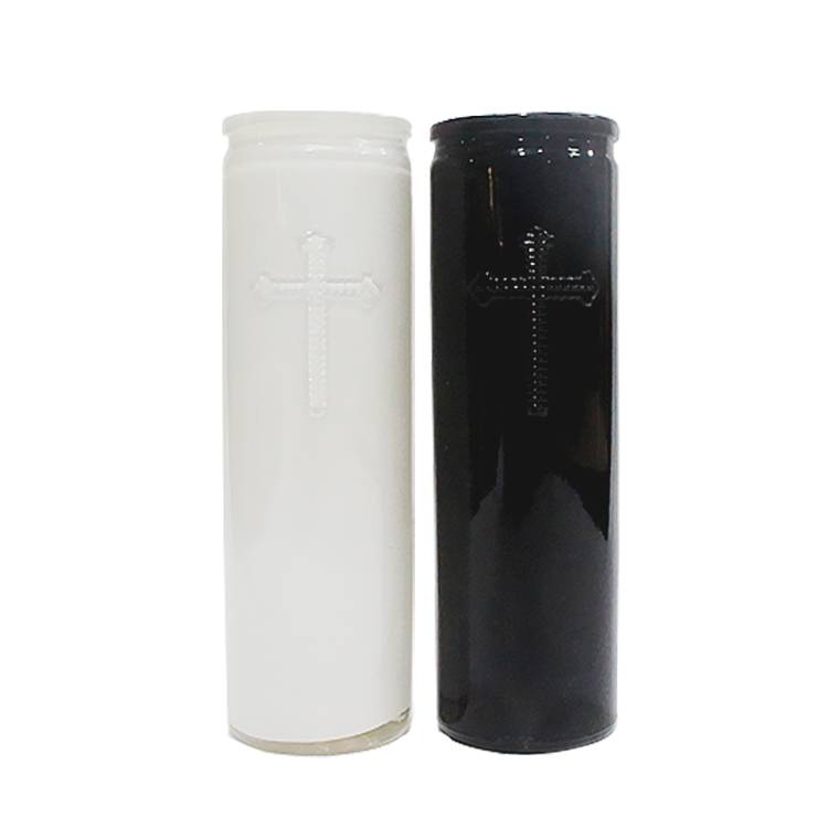 LX black milk white color glass grave candle holder for cemetery