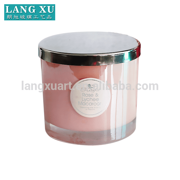 LX-GB067gel candle wax with stainless steel lid 245g scented candle in glass jar