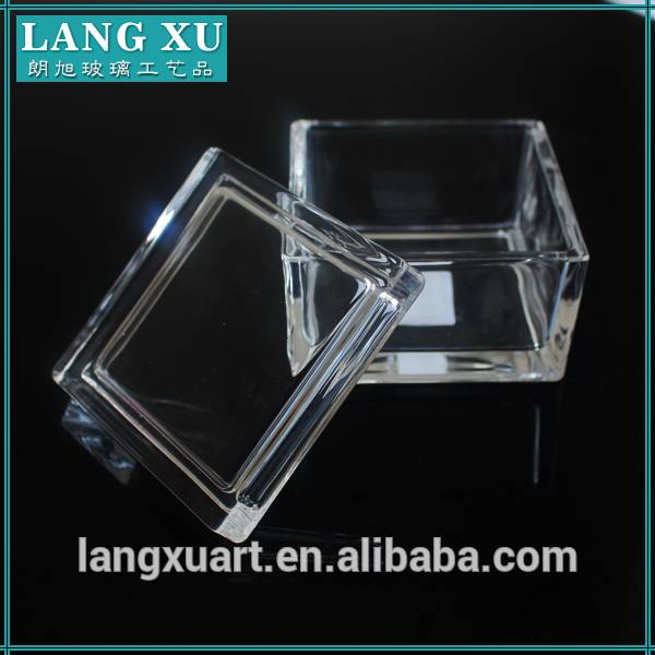 LXHY-T021 square shape clear glass container for cotton candy