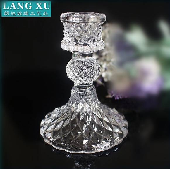 langxu hot selling cheap glass pillar candle holder