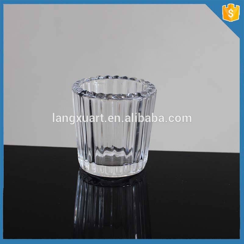 LXHY-LE023 Mini 6x6cm Cylinder ribbed crystal votive candle holder