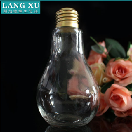 transparent hot selling light bulb shaped glass jar