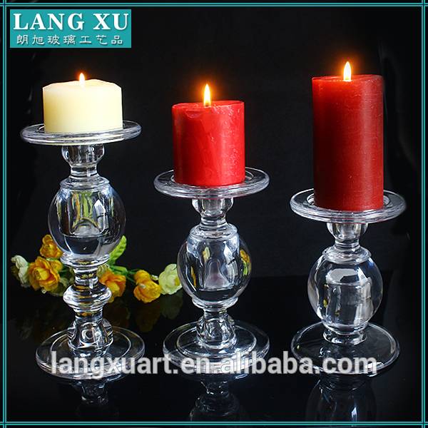 LX-A020 wedding centerpieces decoration crystal tall cheap glass ball pillar candle holder