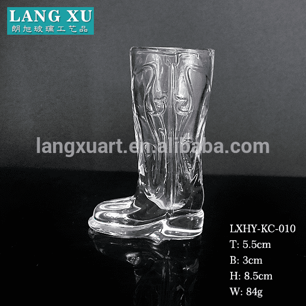 LXHY-KC-010 cheap clear mini 15ml unique boot shot glasses