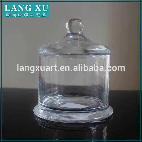 clear cylindrical unique glass candle container with lid