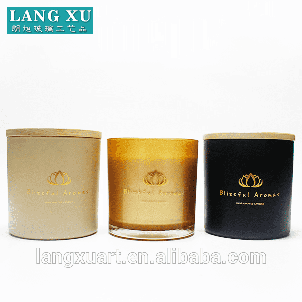 High quality cheap custom scented soy candle making wax candle holder glass jar with wooden lid