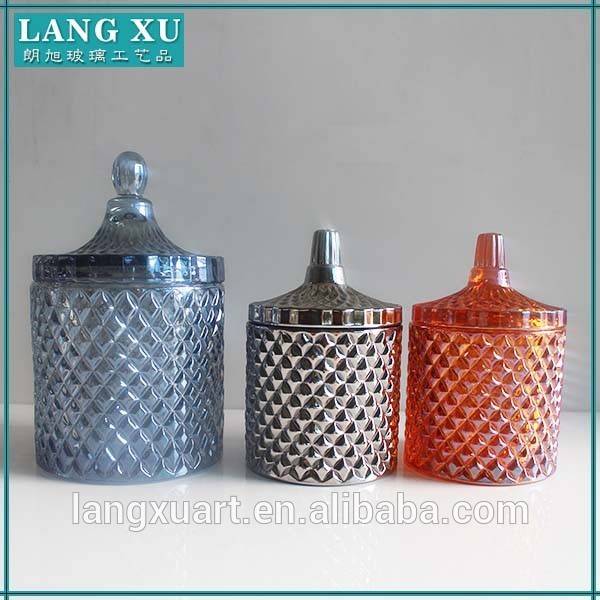 LX-T066 cylinder crystal glass candle jar for candle making