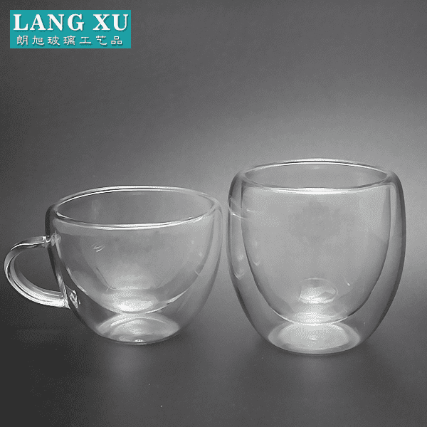 LX clear smooth simple double layer wall glass bulk coffee tea cup wholesale