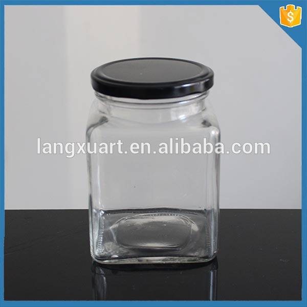 750ml lead free canning food glass square jar with metal lid