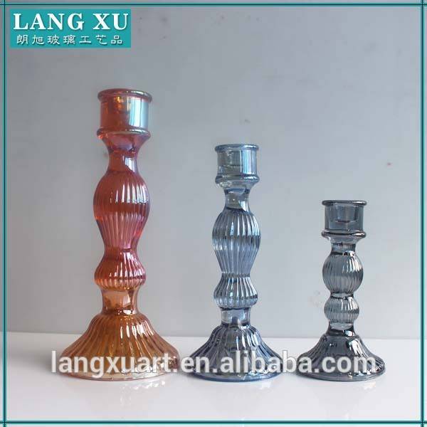 LX-A008 pressed wedding electro plating glass crystal colored candlesticks