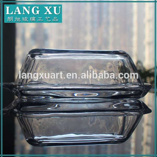 glass rectangle butter plate with cover supplier