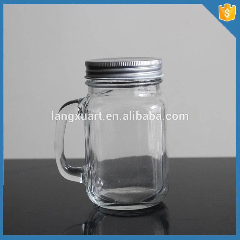 16oz 500ml ball glass mason jar with handle and straw for free as promotion