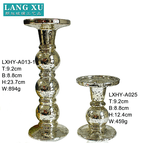 European style glass candle holder with beaded design tall centerpiece stands