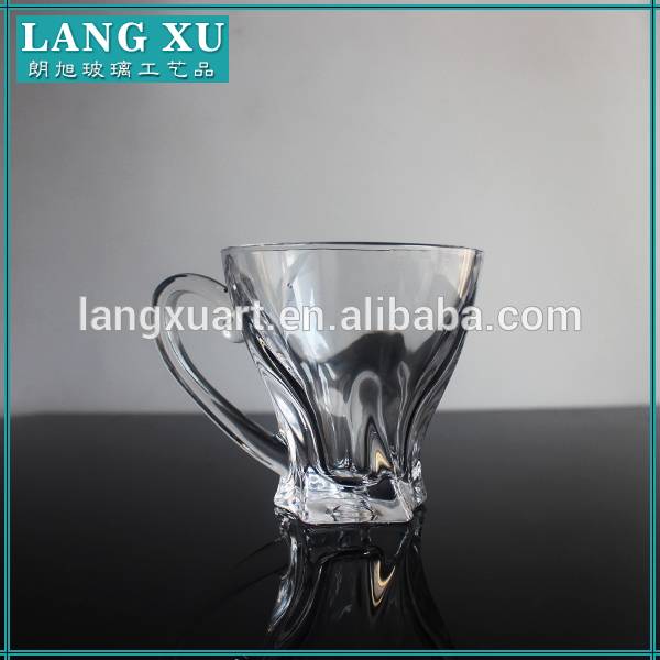 transparent shrinking clear coffee cup glass with handle