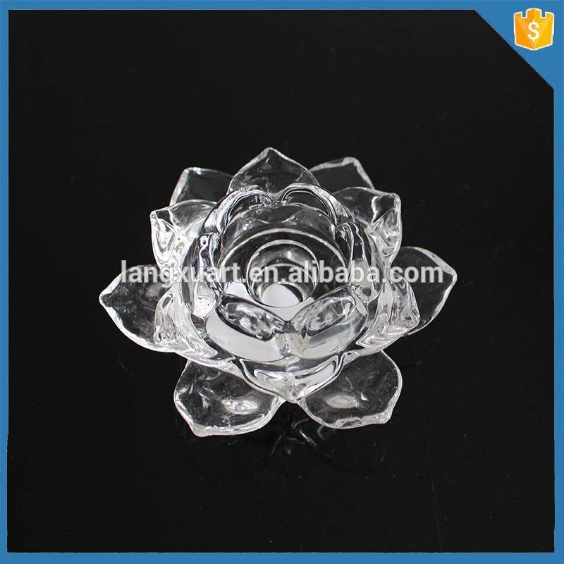 LXHY-Z182Y 165g home decoration glass transparent crystal lotus candle holder
