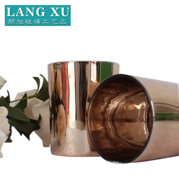LX electro plating rose gold candle holder luxury glass candle jar candle making