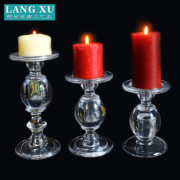 LX-A020 Tall glass candle stand ball shape crystal pillar candle holder
