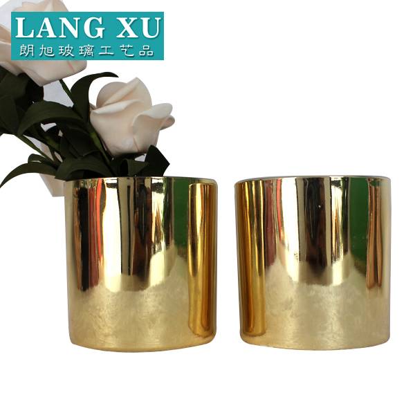 LX electro plating rose gold candle holder luxury glass candle jar candle making