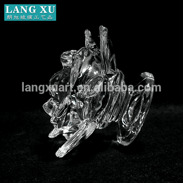 LXHY-KC-002 crystal clear lotus flower glass tealight candle holder with base