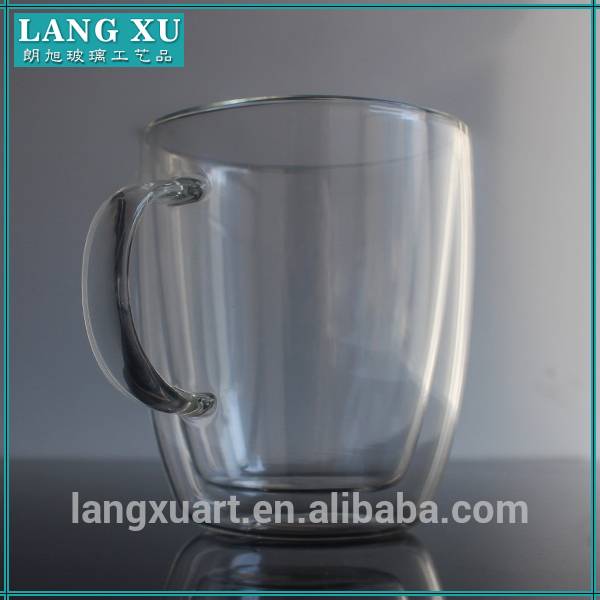 heat resistant clear glass mug double wall coffee cup