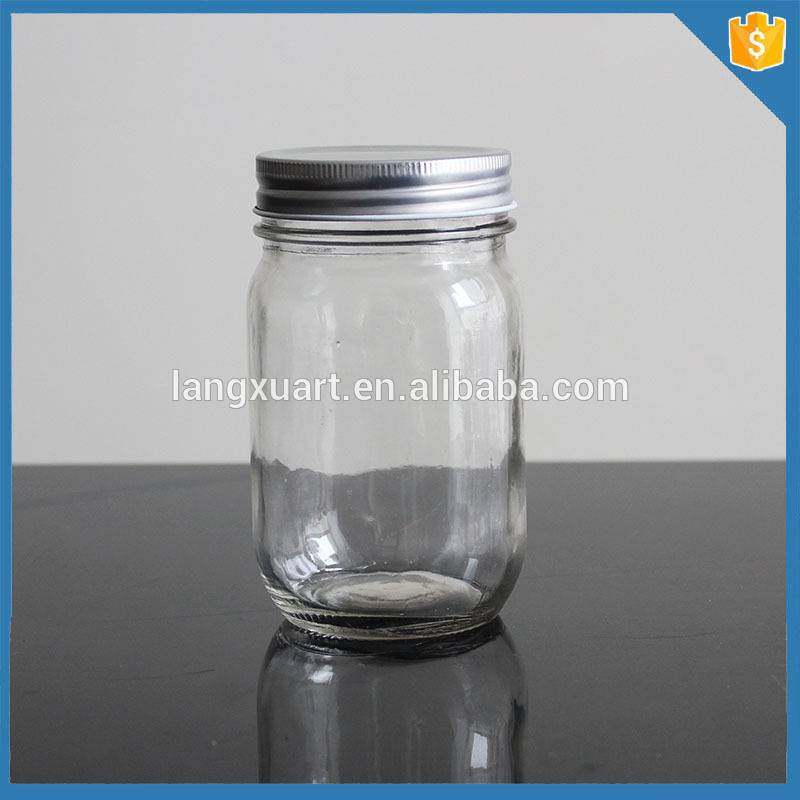 16oz drinking glass mason jar with silver lid