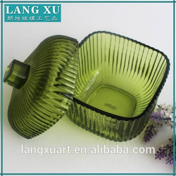 LX-T071 Manufacture wholesale sprayed green glass candy jar