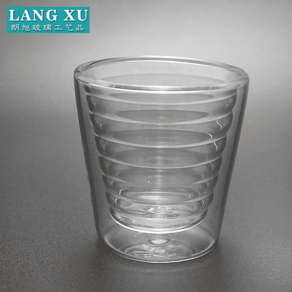 LX wholesale clear smooth simple double walled bulk glass coffee mug