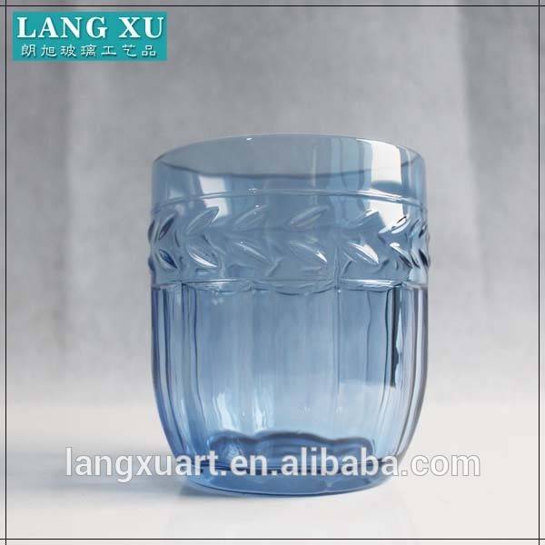 LX-B107 Engraved Colorful Water Drinking embossed glass tumbler