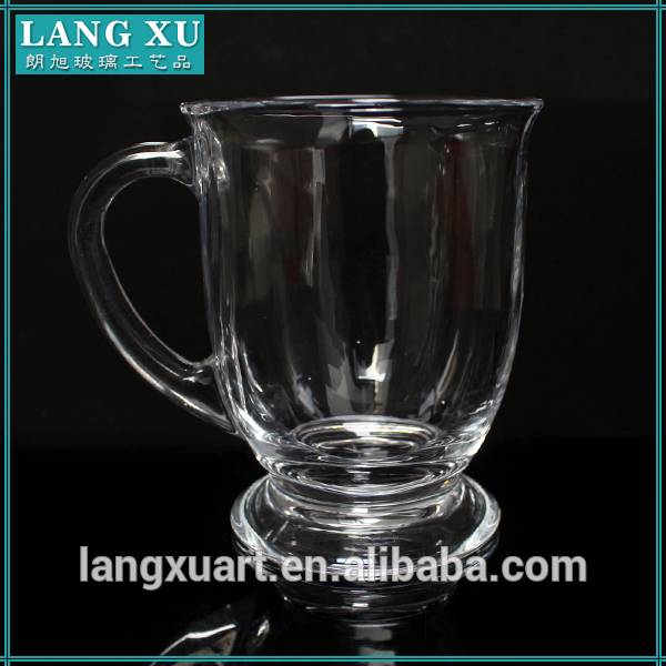 LX-BE001 big tummy fancy clear smooth plain beer mug glass with handles