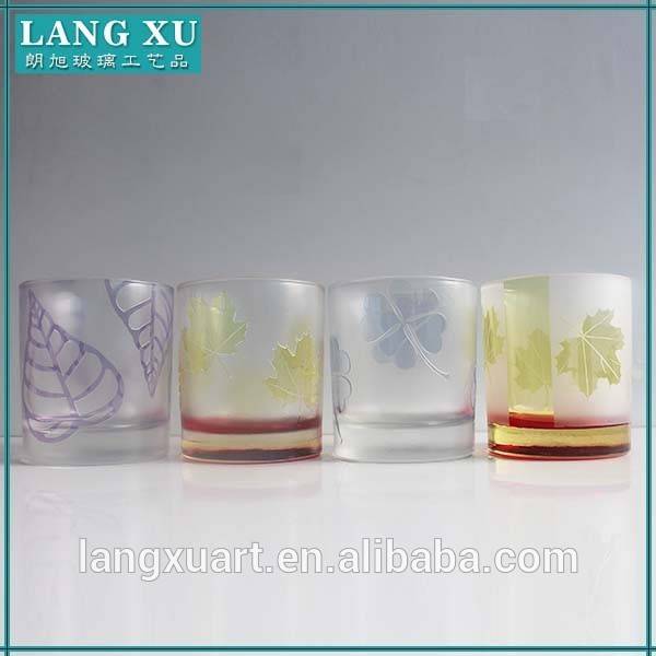various design frosted colorful glass wax candle holder for candle filling