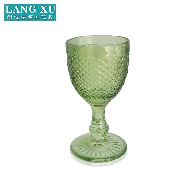 Hande-pressed short stem wine glass goblet colored water goblet glass