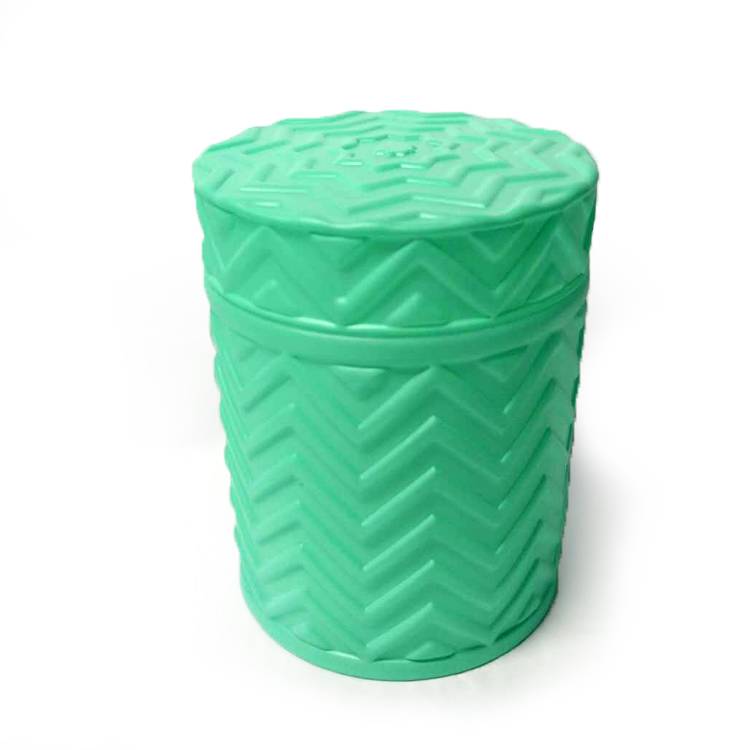 iridescent color christmas green cylinder gel cut embossed glass jar for candle with glass lid