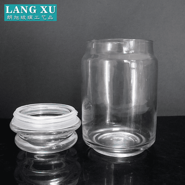 LX010 high capacity transparent 580ml airtight glass jar with silicone for wax candle or food storage