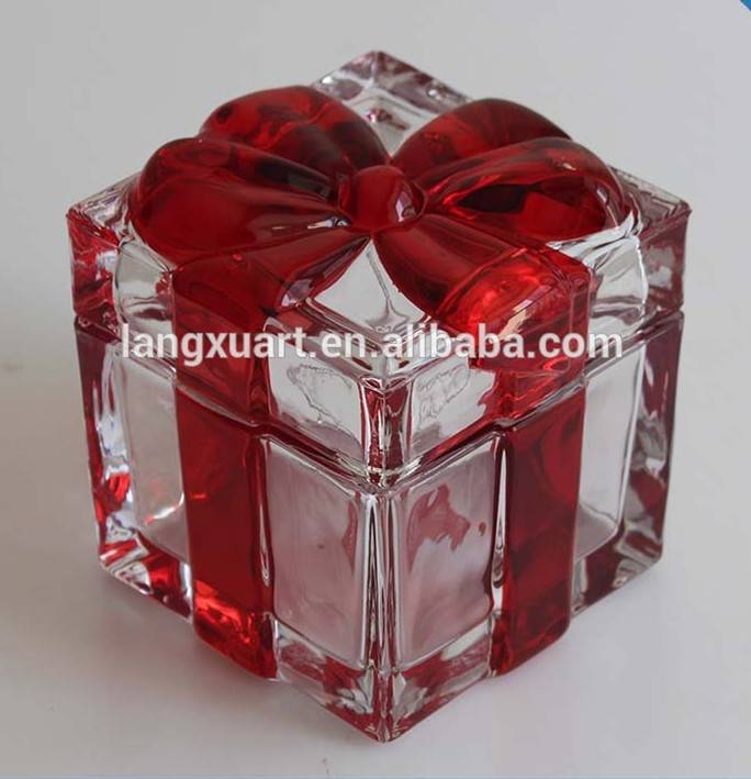 red glass bowknot sugar christmas candy jar