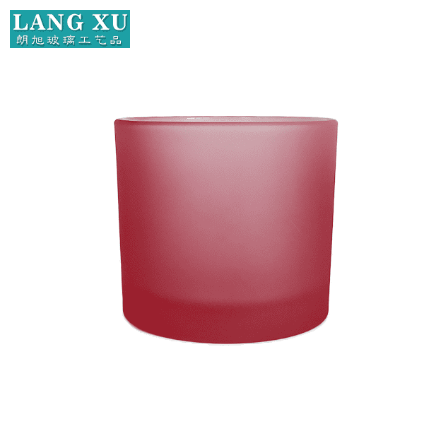 330 ml 10x9cm cylinder matte red  empty glass candle holder