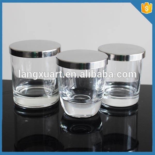 Empty clear Custom wedding gift cup shaped decorative crystal glass candle cup with stainless steel lid
