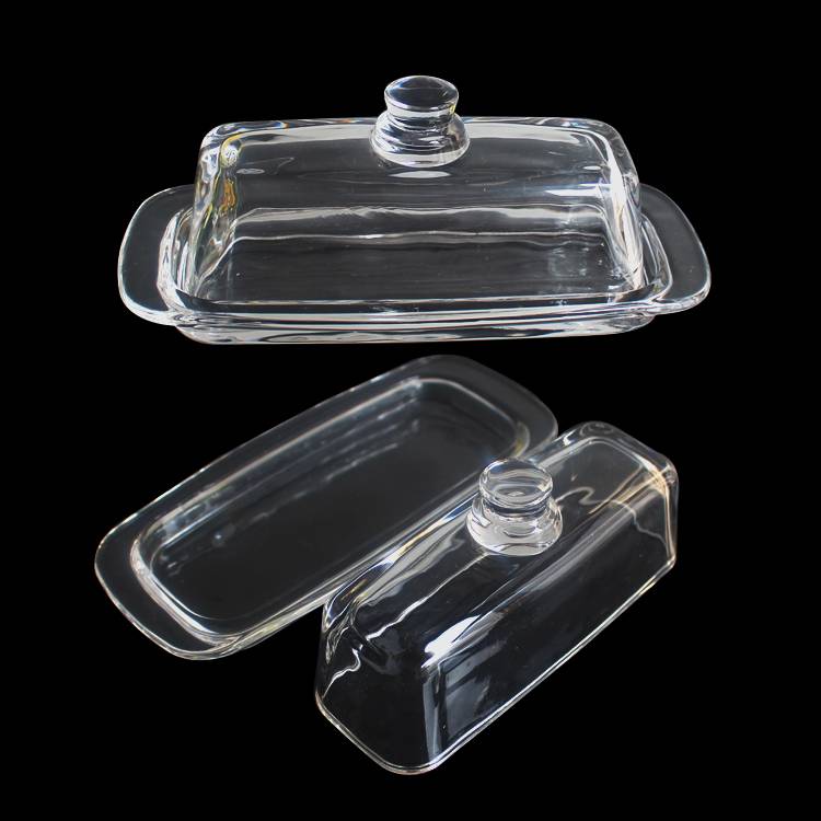 long smooth libby glass butter dish with lid