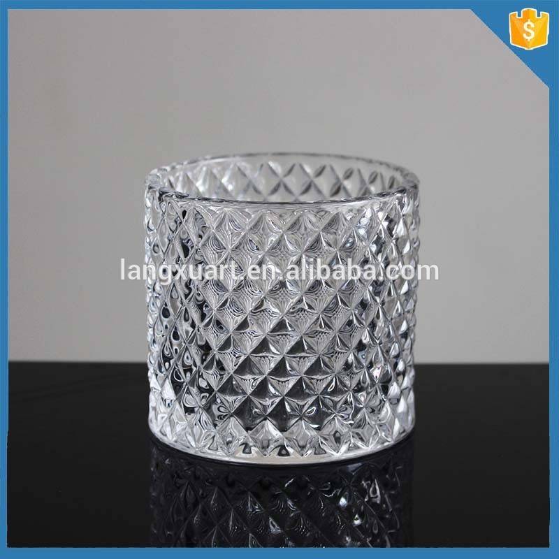 Diamond design cylinder crystal vorive cnadle container glass