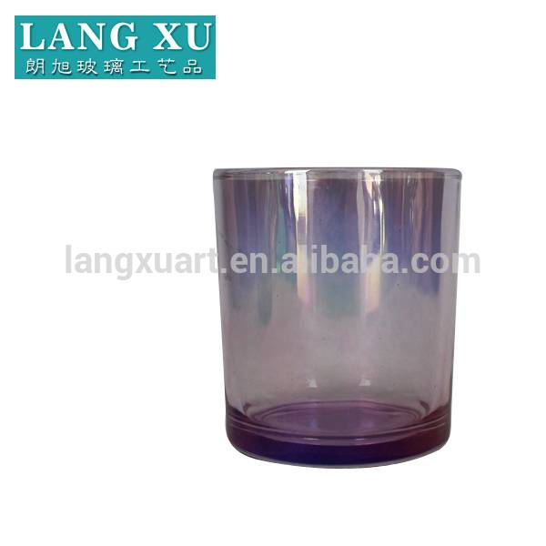 FYB7592 metallic rainbow color changing purple cylinder 5oz 7oz candle glass jars factory bulk wholesaler