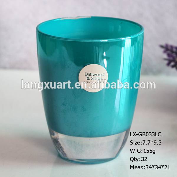 customize graceful blue 6 oz glass candle jar with lid