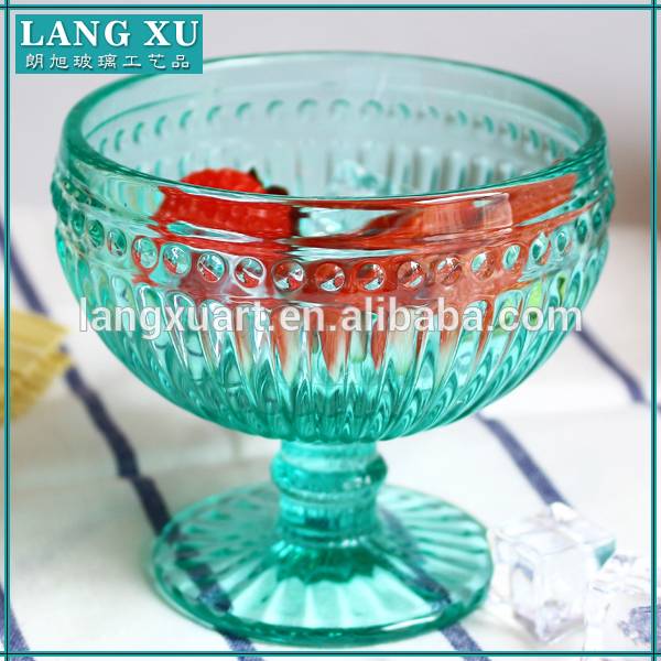 high quality blue ice-crean cup with base