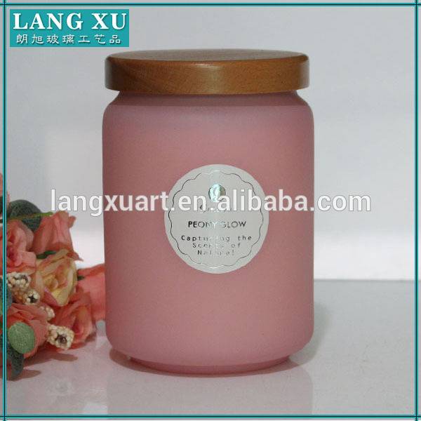 Wholesale candle jars glass candle cup colored with wood lid