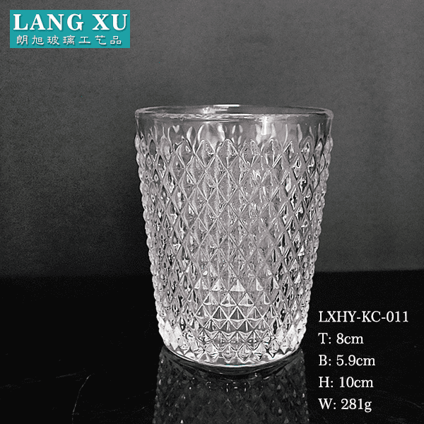 LXHY-011 250ml diamond pattern high quality drinking glass cup