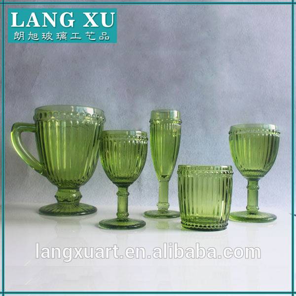 LX-G002 beautiful dot rimmed green colored wine glass water glass drinking glass set